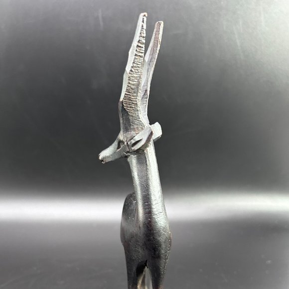 7.5" Hand Carved Dark Wooden Impala Figure Table Mantle Shelf Decor Accent - Picture 6 of 10